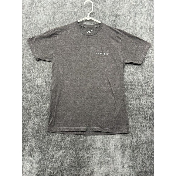 SpaceX T Shirt Mens Medium Heather Gray Cotton Casual Graphic Print Falcon Heavy